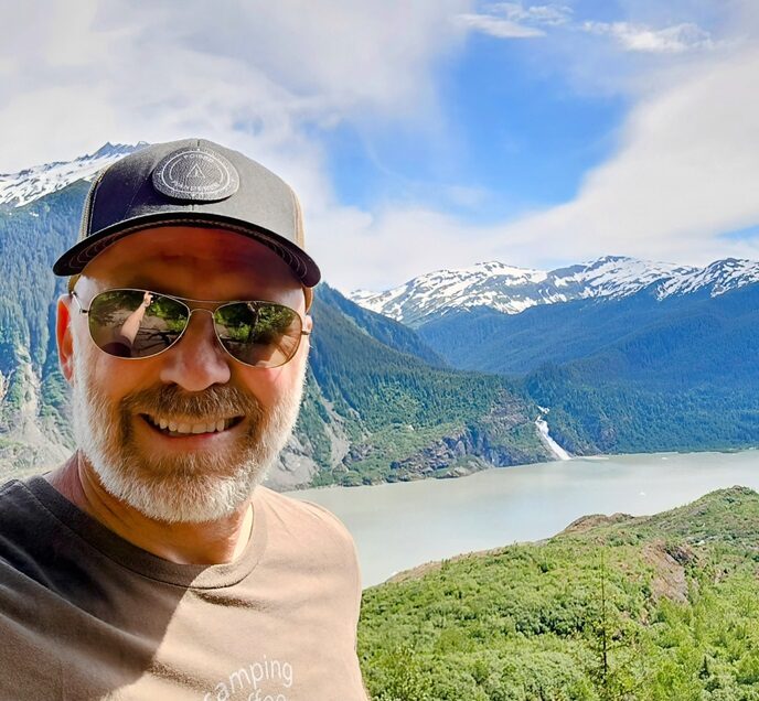 Shay over Mendenhall Lake